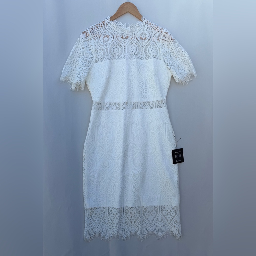 Lulu's White Lace Midi Dress